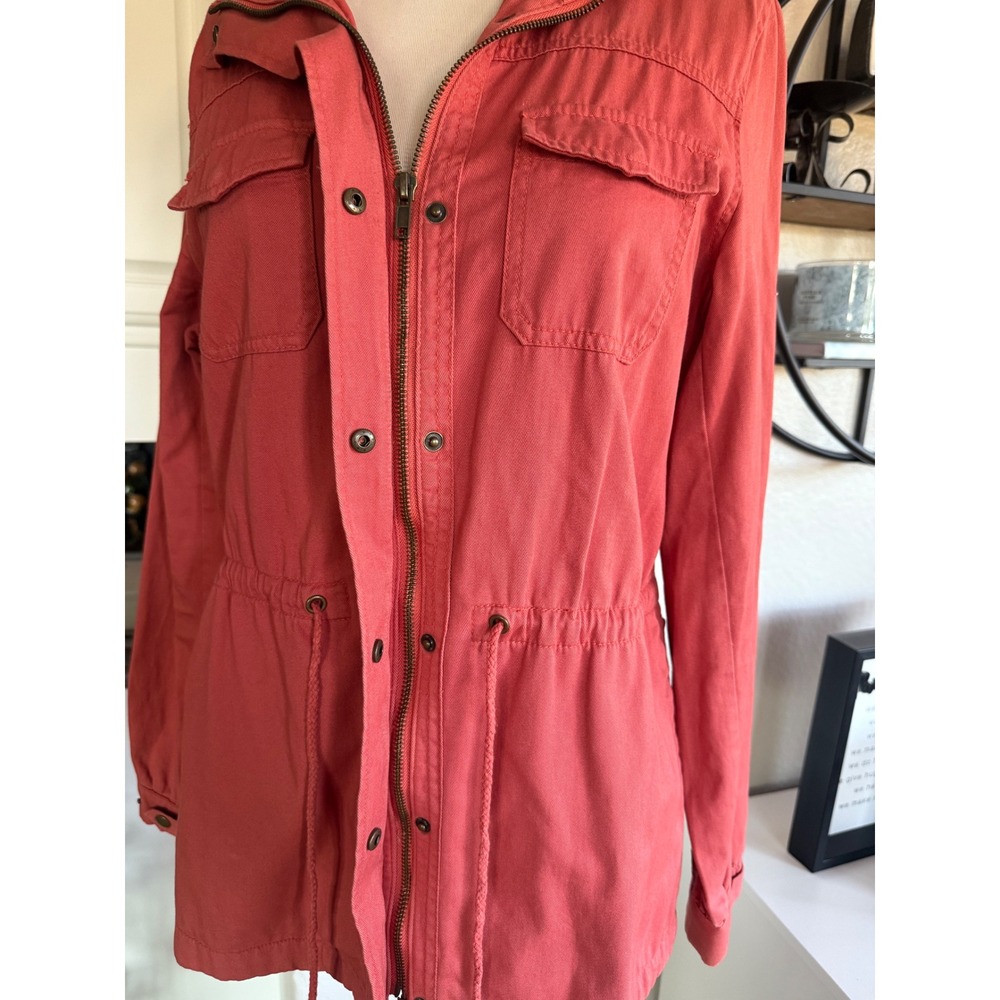 Life In Progress Women's L Cotton Utility Jacket Anorak Cinch Waist Pumpkin Chai